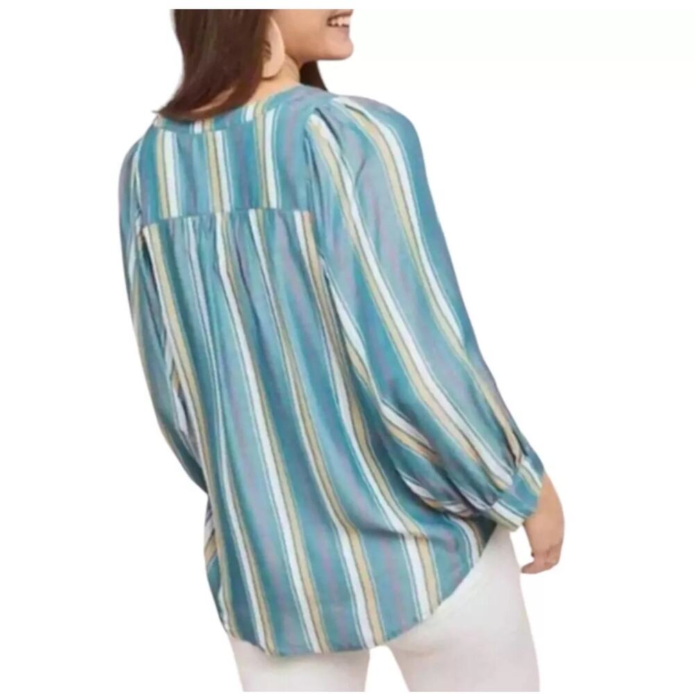 Anthropologie Maeve Byron Striped Blouse - Size XL - Balloon Sleeves -NWT - Picture 2 of 11